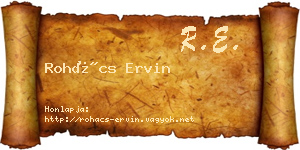 Rohács Ervin névjegykártya