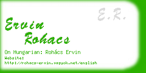 ervin rohacs business card