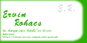 ervin rohacs business card